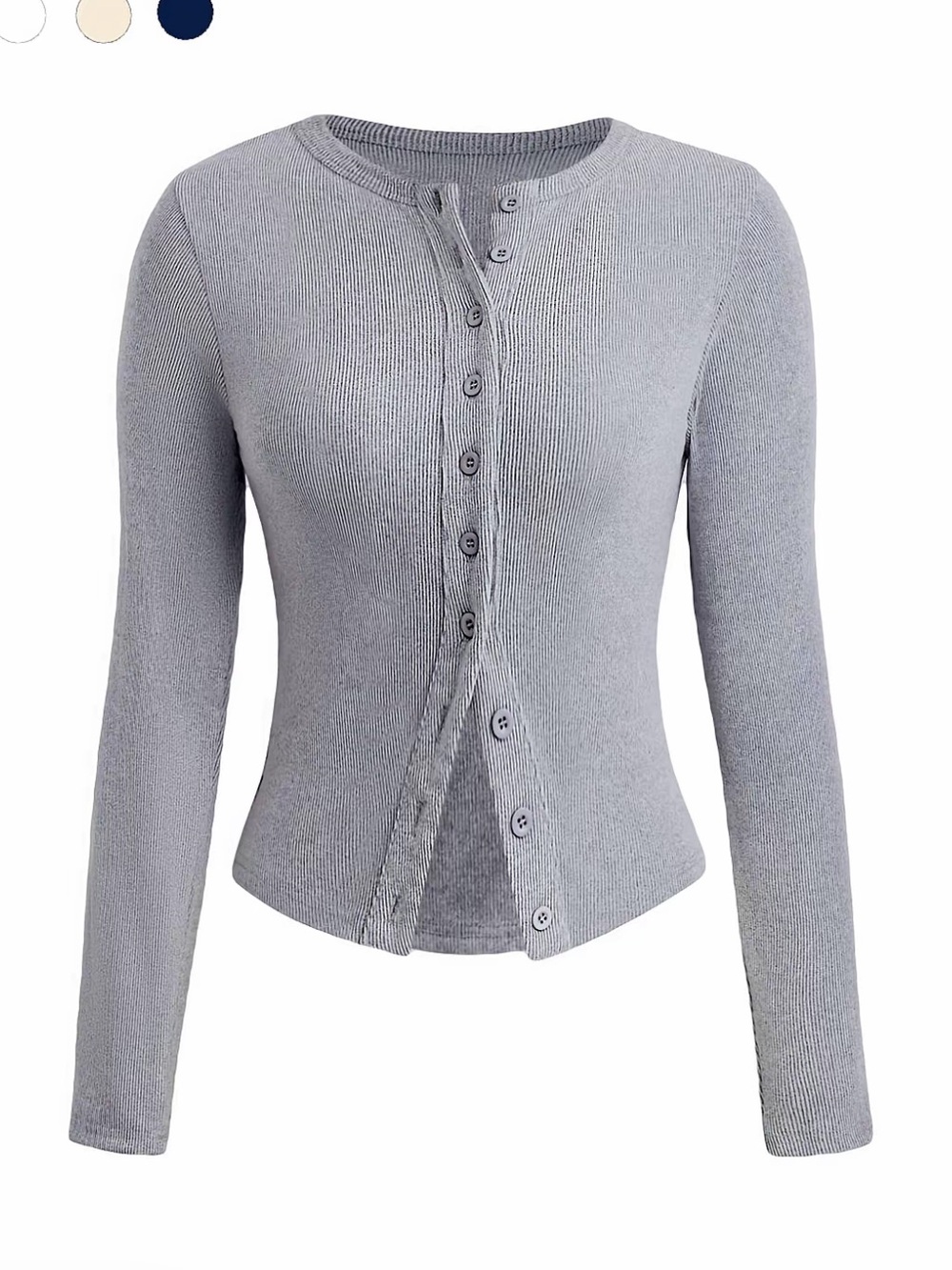 Button-Front Women's Sweater - Gray